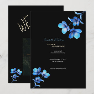 Invitation Annonce de fuite Moody Black & Blue Floral