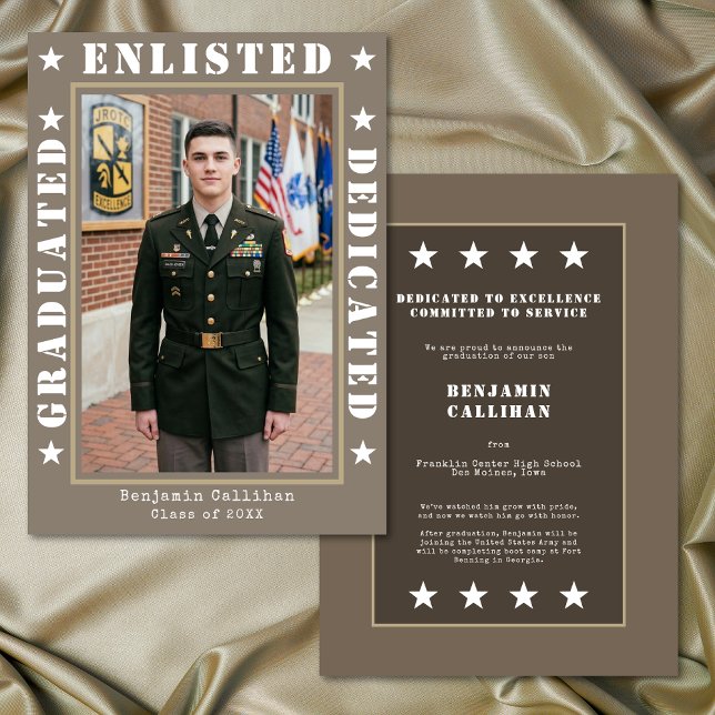 Invitation Annonce de graduation d'enrôlement militaire Photo (Créateur téléchargé)