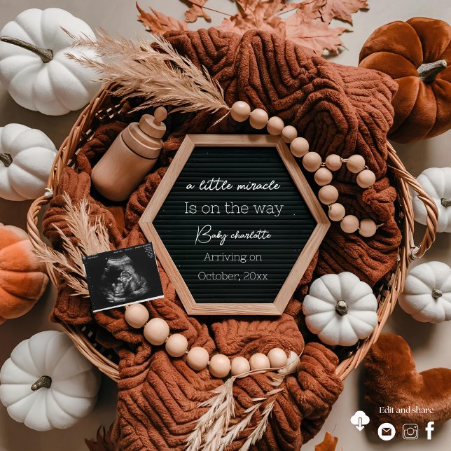 Invitation Annonce de grossesse automnale mignonne  (Créateur téléchargé)