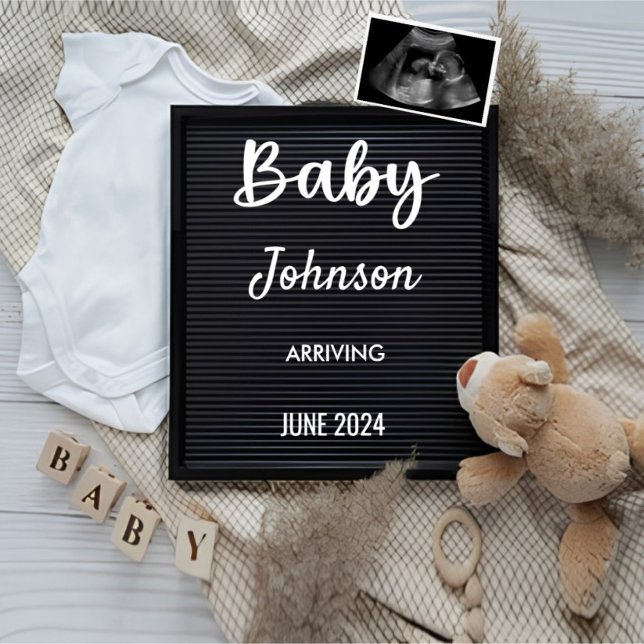 Invitation Annonce de grossesse | Bébé élégant sur un tableau (Pregnancy Announcement)