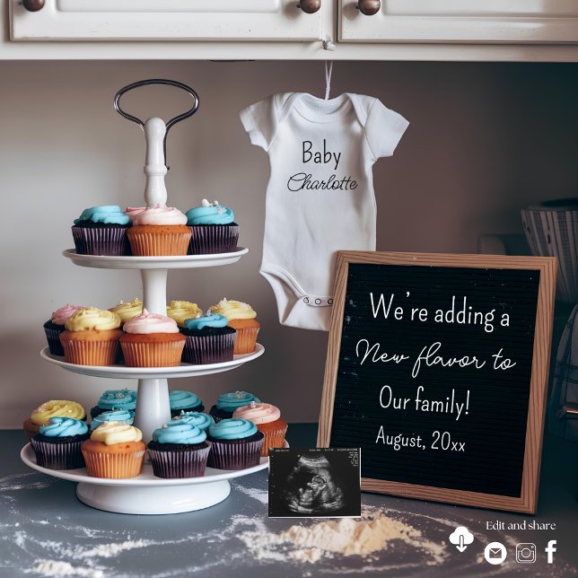 Invitation Annonce de grossesse Cupcake cuisine vintage  (Créateur téléchargé)