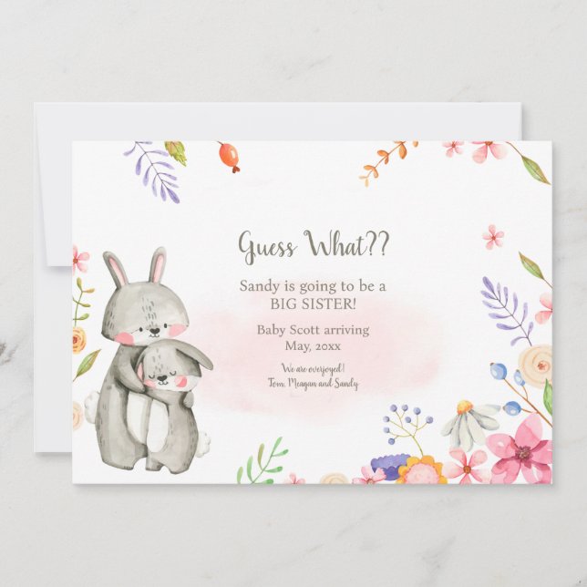 Invitation Annonce de grossesse de grande sœur (Devant)