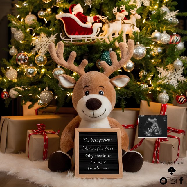Invitation Annonce de grossesse de Noël adorable petit renne  (Créateur téléchargé)