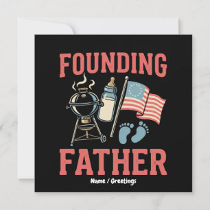 Invitation Annonce de grossesse de père fondateur rétro 4 jui