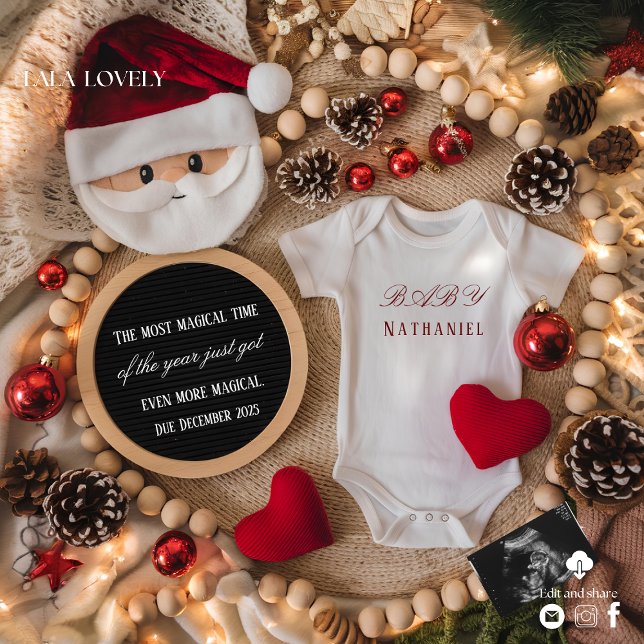 Invitation Annonce de grossesse Noël adorable Père Noël (Créateur téléchargé)