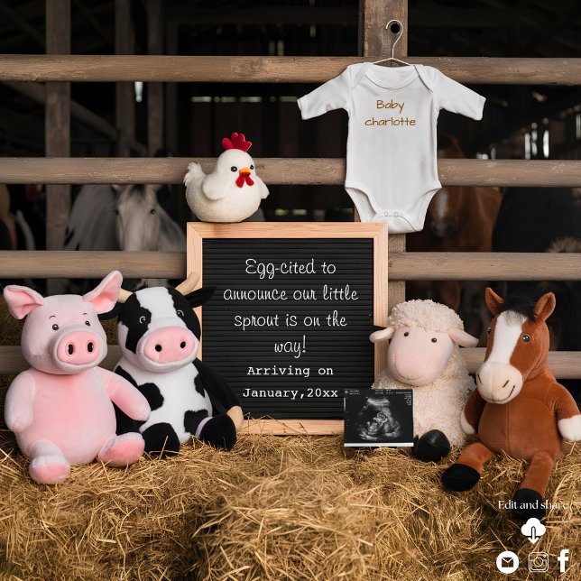 Invitation Annonce de grossesse numérique avec de mignons ani (Créateur téléchargé)