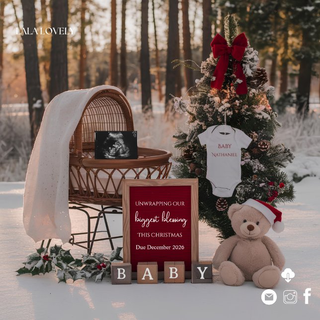 Invitation Annonce de grossesse pour Noël sous la neige d'hiv (Créateur téléchargé)