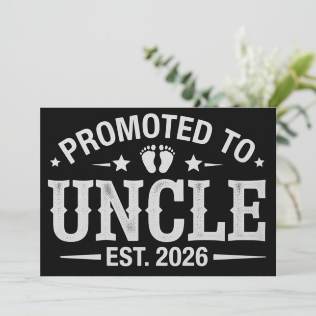 Invitation Annonce de grossesse promu Oncle prévu 2026 (Debout devant)