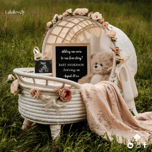Invitation Annonce de grossesse Révélation bébé Neutre Rustiq