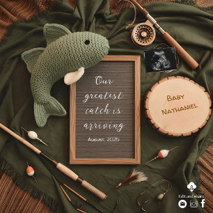 Invitation Annonce de grossesse sur le thème de la pêche rust