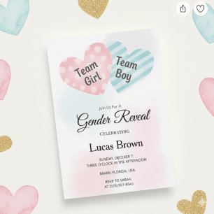 Invitation Annonce de la fête de révélation du sexe des amour