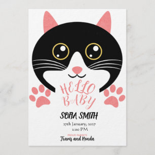 Invitation Annonce de l'arrivée de bébé chaton mignon