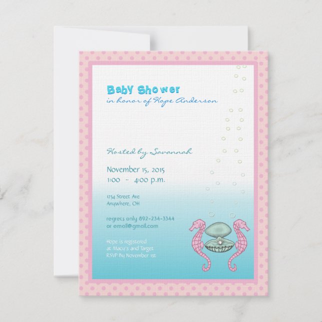 Invitation Annonce de l'arrivée de bébé fille sous la mer Lum (Devant)