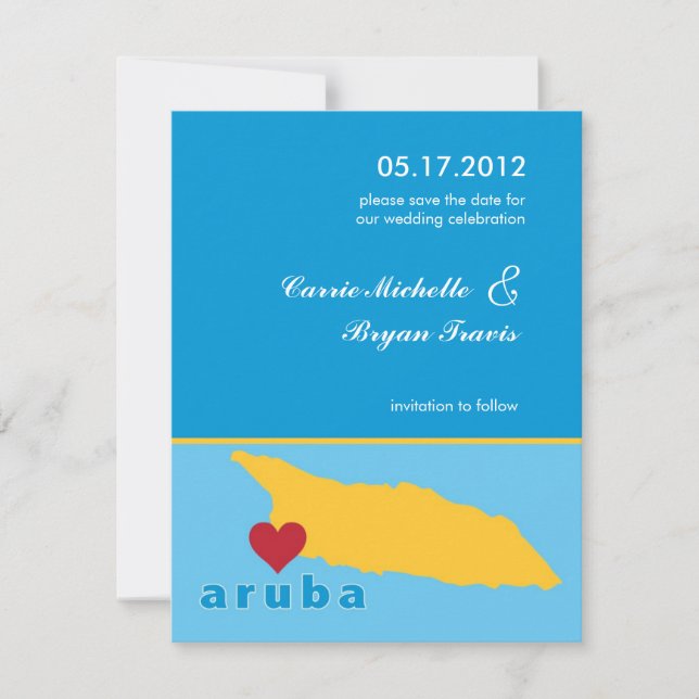 Invitation Annonce de mariage à Aruba avec date à retenir (Devant)