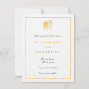 Invitation Annonce de mariage à conserver de dahlia jaune