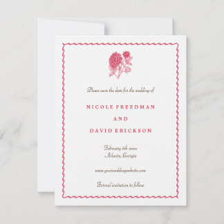 Invitation Annonce de mariage à la dahlia rouge pour réserver