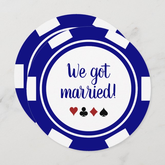 Invitation Annonce de mariage à Las Vegas Bleu Marine (Devant / Derrière)