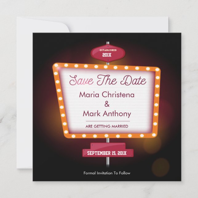 Invitation Annonce de mariage à thème de casino de Vegas (Devant)