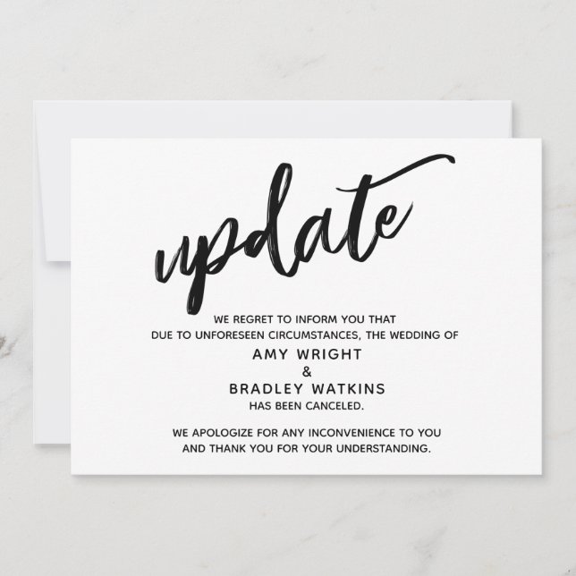 Invitation Annonce de mariage annulée écrite à la main, mise  (Devant)