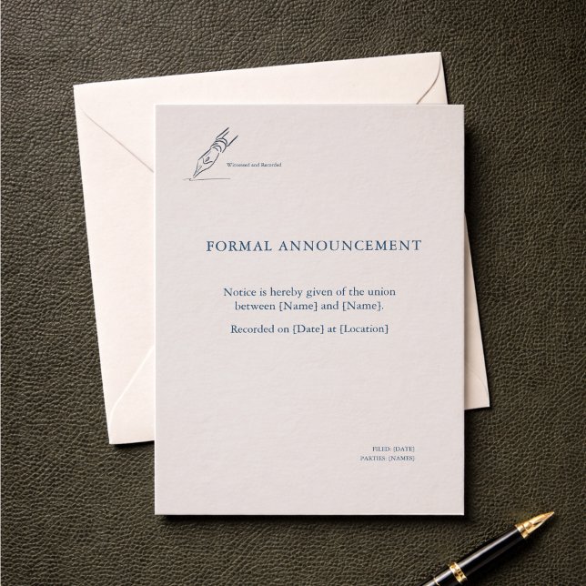 Invitation Annonce de mariage au registre civil (Civil Courthouse Ceremony Announcement Card)