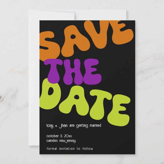Invitation Annonce de mariage avec date de sauvegarde rétro c (Devant)