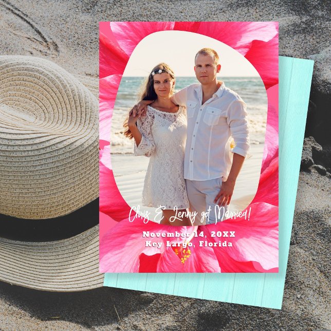 Invitation Annonce de mariage avec photo d'Hibiscus (Créateur téléchargé)