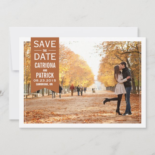 Invitation Annonce de mariage d'automne cadre à conserver pou (Devant)