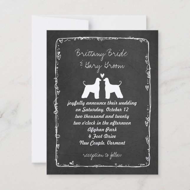 Invitation Annonce de mariage de Lévriers Afghans (Devant)