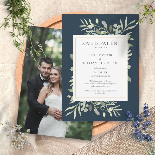 Invitation Annonce de mariage d'élopement amour patient (Créateur téléchargé)