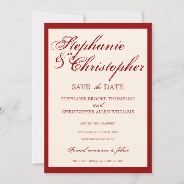 Invitation Annonce de mariage élégante pour sauver la date de (Devant)