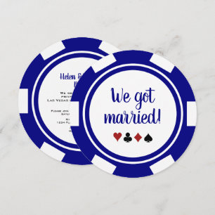 Invitation Annonce de mariage en fuite à Las Vegas bleu marin