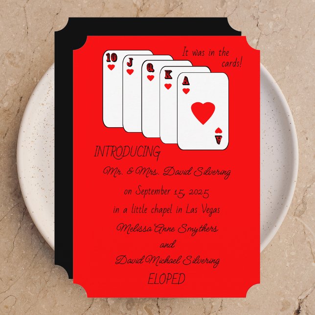 Invitation Annonce de Mariage en Fuite Royale Quinte Flush (Créateur téléchargé)