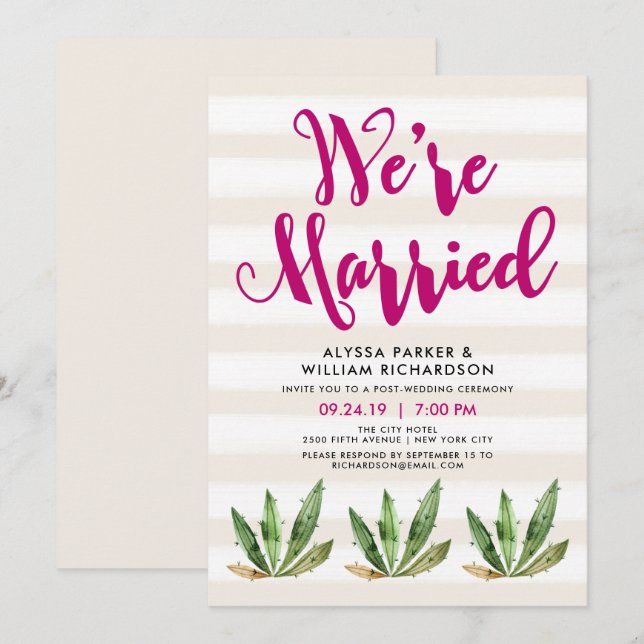 Invitation Annonce de Mariage | Glam Cactus | Nous sommes Mar (Devant / Derrière)