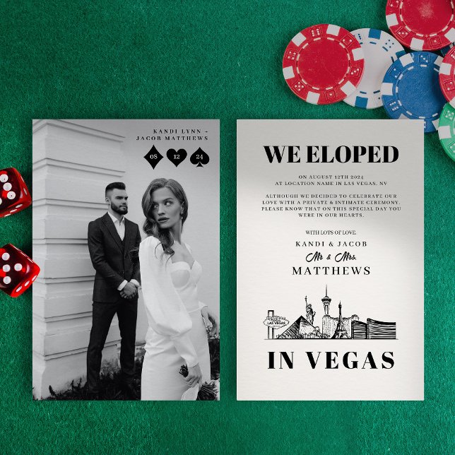 Invitation Annonce de mariage intime élégante et amusante à L (LAs Vegas Elopement Wedding)