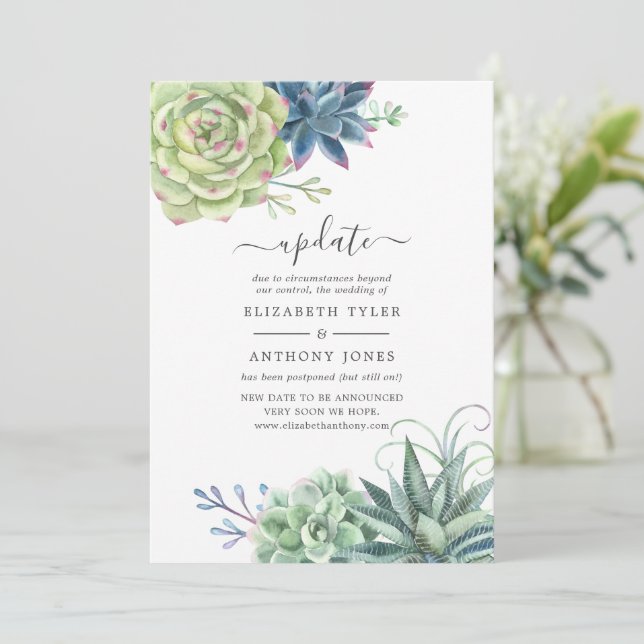 Invitation Annonce de mariage mise à jour sur les cactus de d (Debout devant)