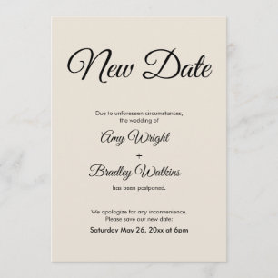 Invitation Annonce de mariage reporté à une nouvelle date pou
