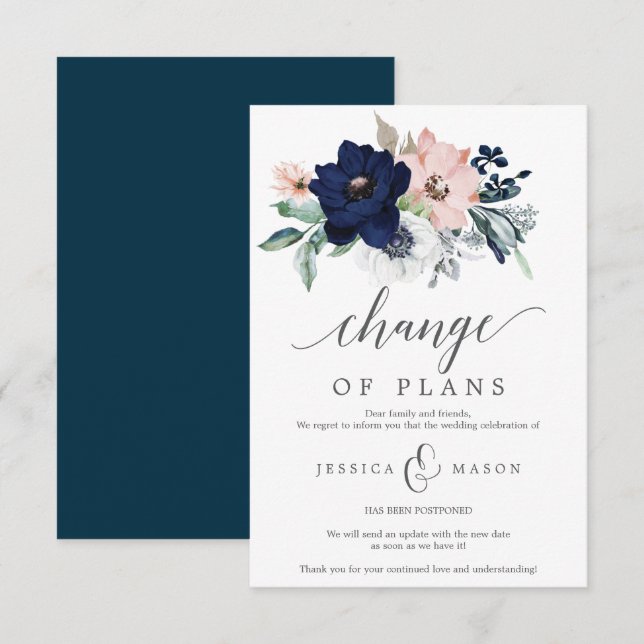 Invitation Annonce de mariage reporté - Annulation (Devant / Derrière)