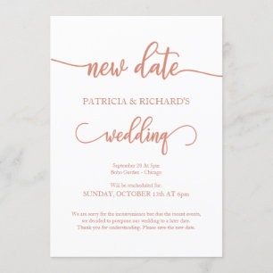 Invitation Annonce de mariage reporté nouvelle date Rose Gold