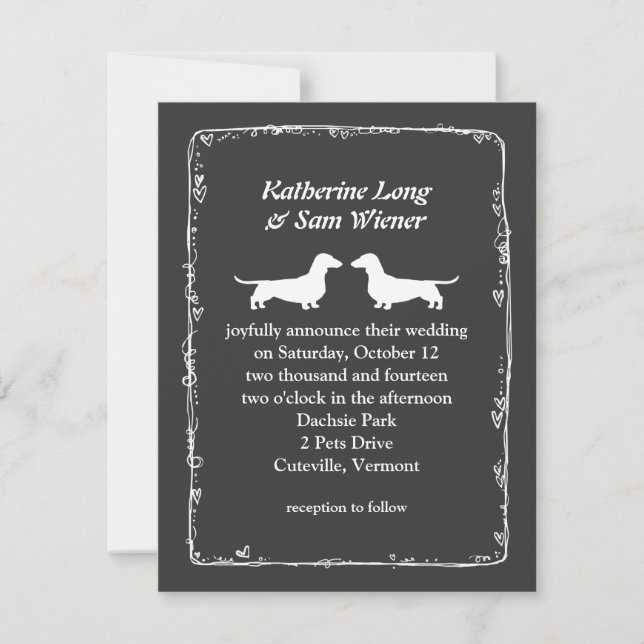 Invitation Annonce de mariage silhouettes de chien Dachshund (Devant)