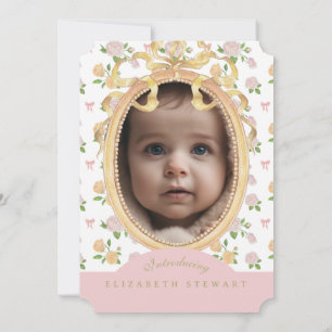 Invitation Annonce de naissance avec nœud floral vintage 2 ph