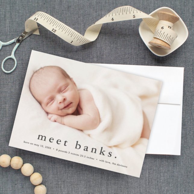 Invitation Annonce de naissance avec nom moderne de bébé sur  (Créateur téléchargé)
