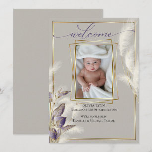 Invitation Annonce de naissance avec photo de bébé et herbe d