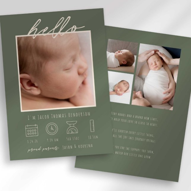 Invitation Annonce de naissance avec photo de bébé moderne sc (Créateur téléchargé)