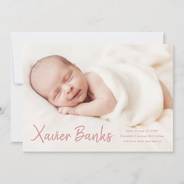 Invitation Annonce de naissance avec prénom en écriture moder (Devant)