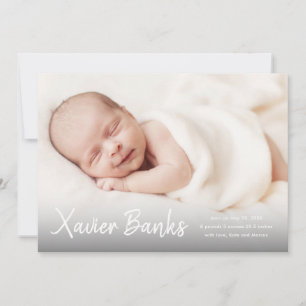 Invitation Annonce de naissance avec prénom en écriture moder