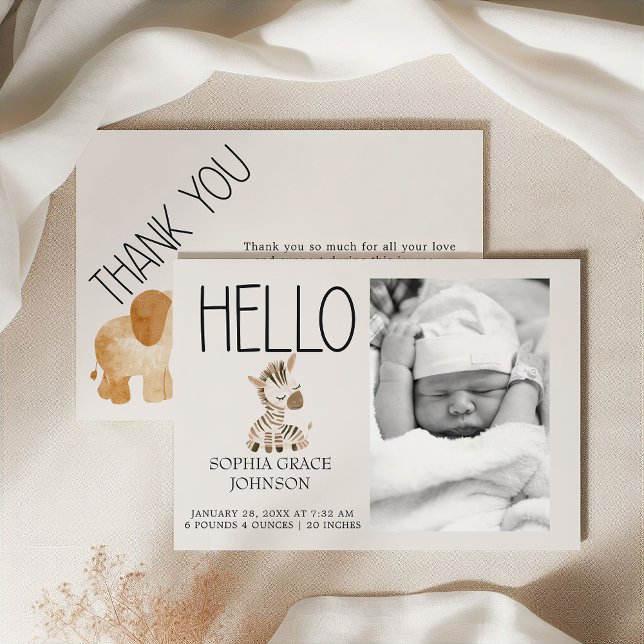 Invitation Annonce de Naissance Bébé Animaux de la Nurserie S (Créateur téléchargé)