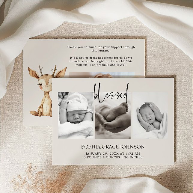 Invitation Annonce de naissance Bébé Animaux de Pépinière Pel (Créateur téléchargé)