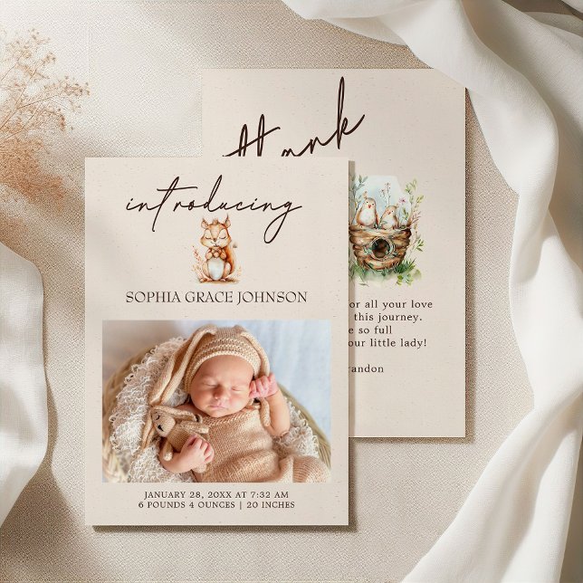 Invitation Annonce de naissance bébé bohème Animaux de la for (Créateur téléchargé)