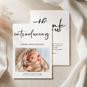 Invitation Annonce de naissance bébé écriture simple moderne 