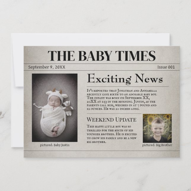 Invitation Annonce de naissance de bébé (Devant)
